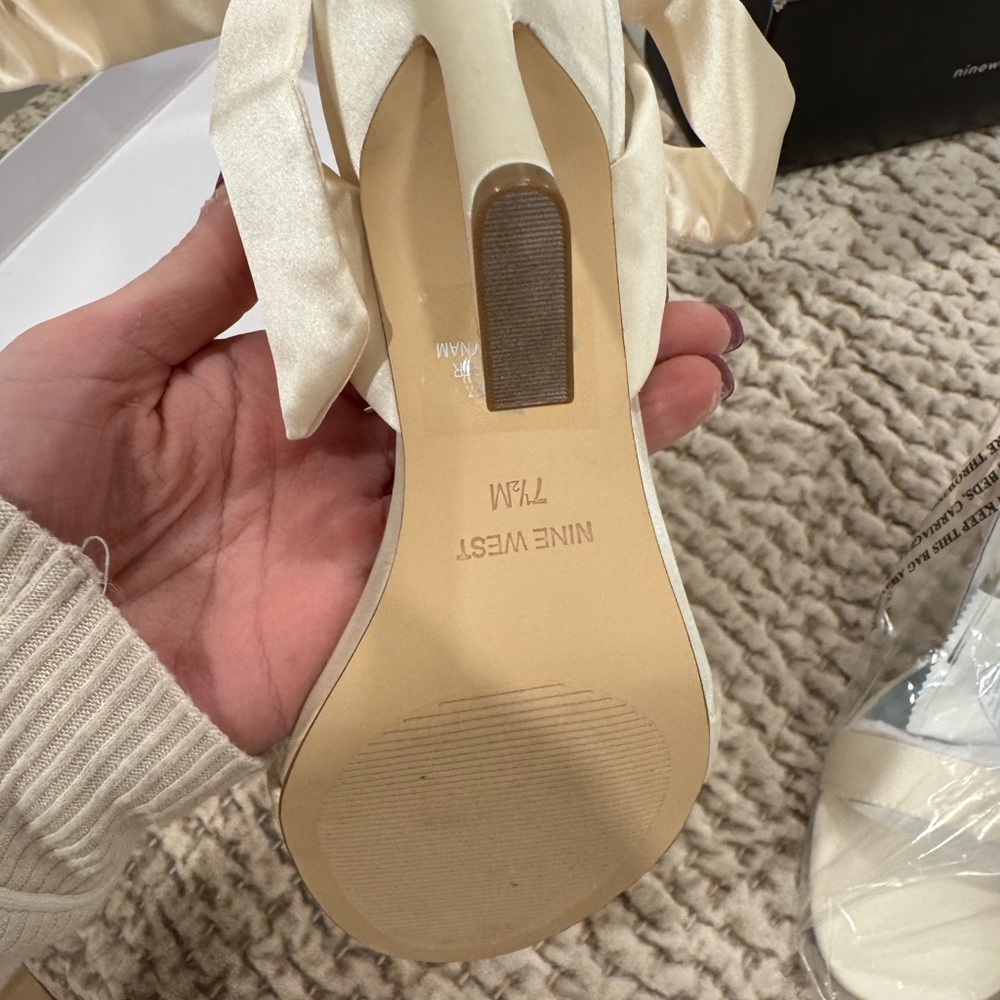 Nine West Cream Satin Heels - Picture 2 of 8
